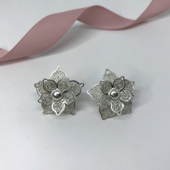 Aretes Doble Flor en...